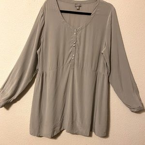 Gray Silk Tunic -side pocket -long sleeve